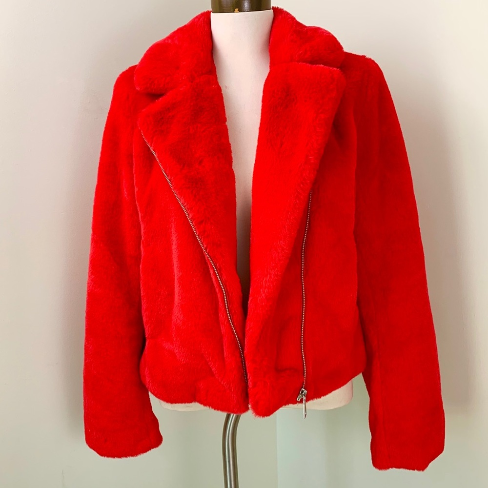 Faux fur moto jacket